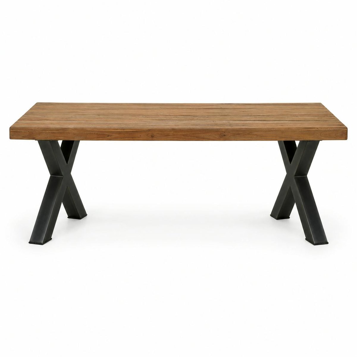 Table à manger en bois recyclé teck massif naturel et pieds métal 180x90cm KERALA bois naturel, PIER IMPORT