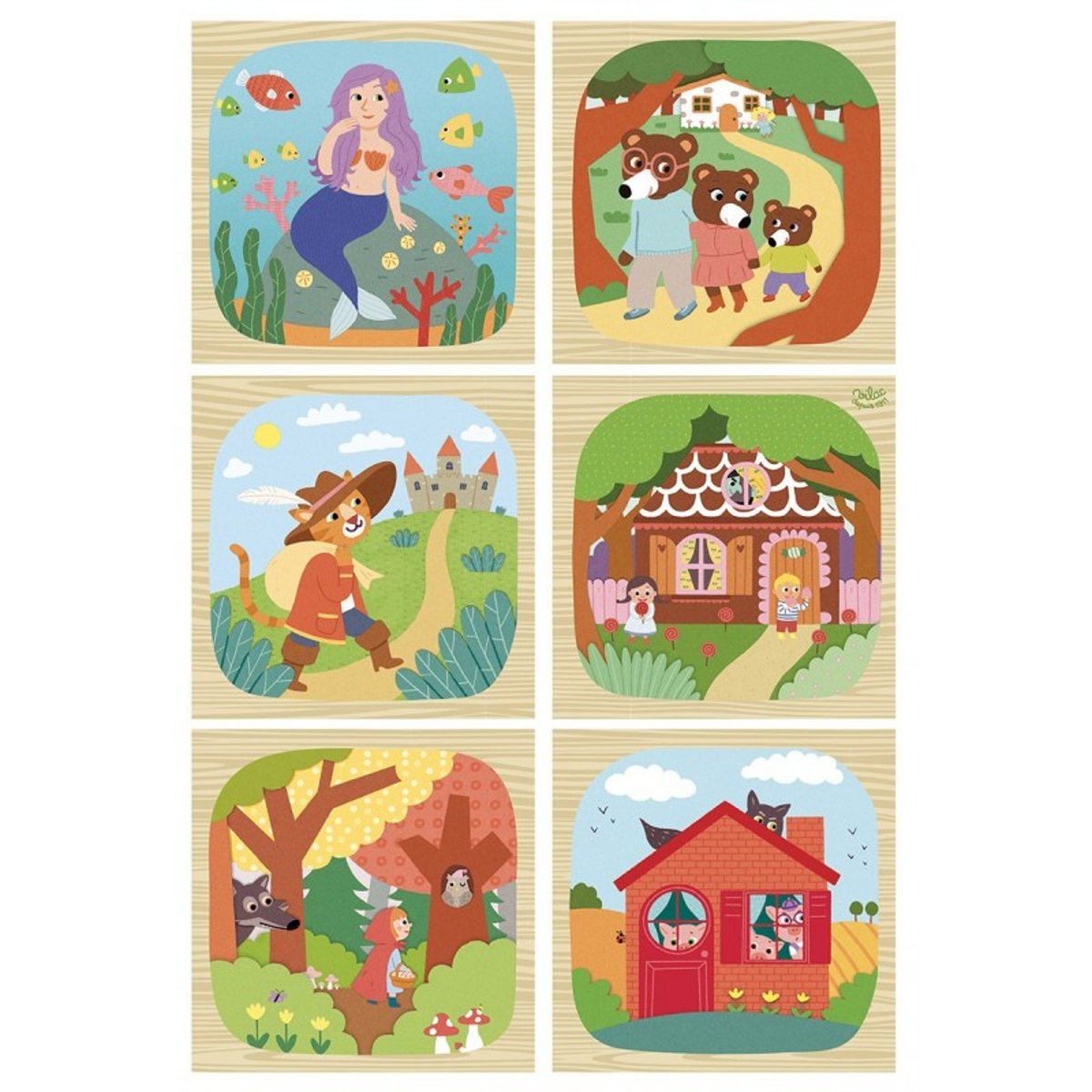 Cubes en bois - Les contes beige, VILAC