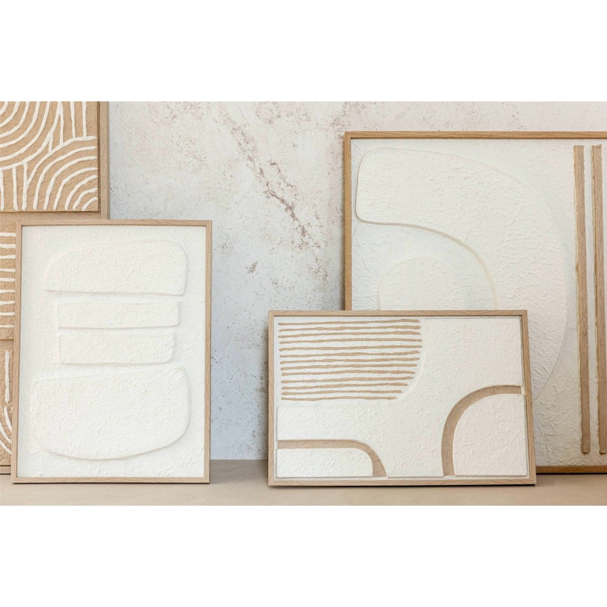 Tableau mural cellules en papier, Lot de 2 blanc et bois clair, RECOLLECTION