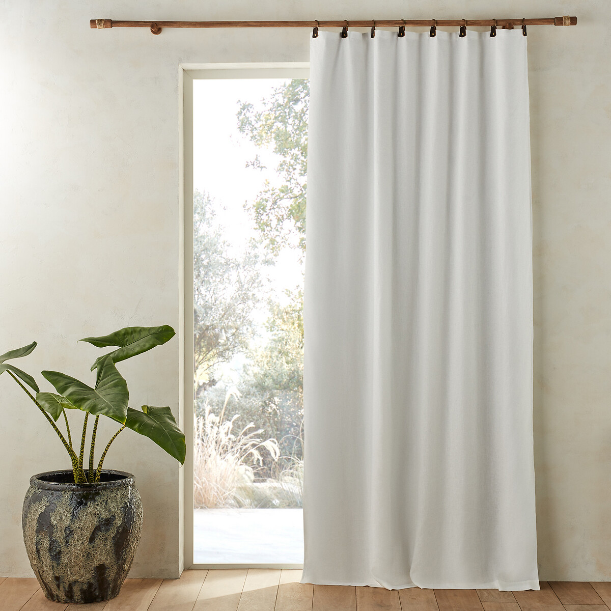 Private Blackout Washed Linen Curtain with Rings white, AM.PM