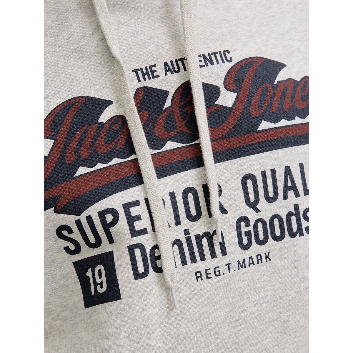 Felpa con cappuccio e logo beige, JACK & JONES