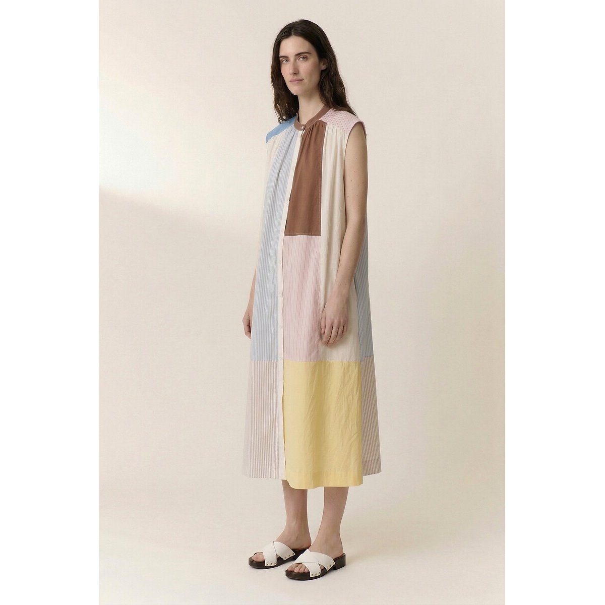 Richie Sleeveless Maxi Shirt Dress in Patchwork Print multi-coloured, LEON & HARPER