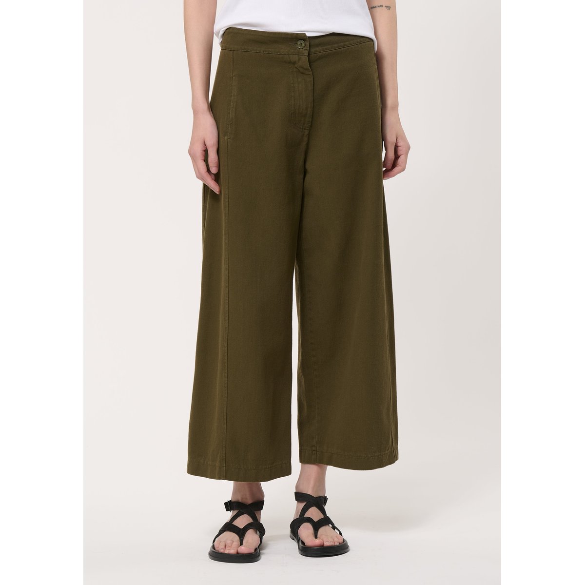 Pantalon barrel en coton taille haute militaire, HUMILITY