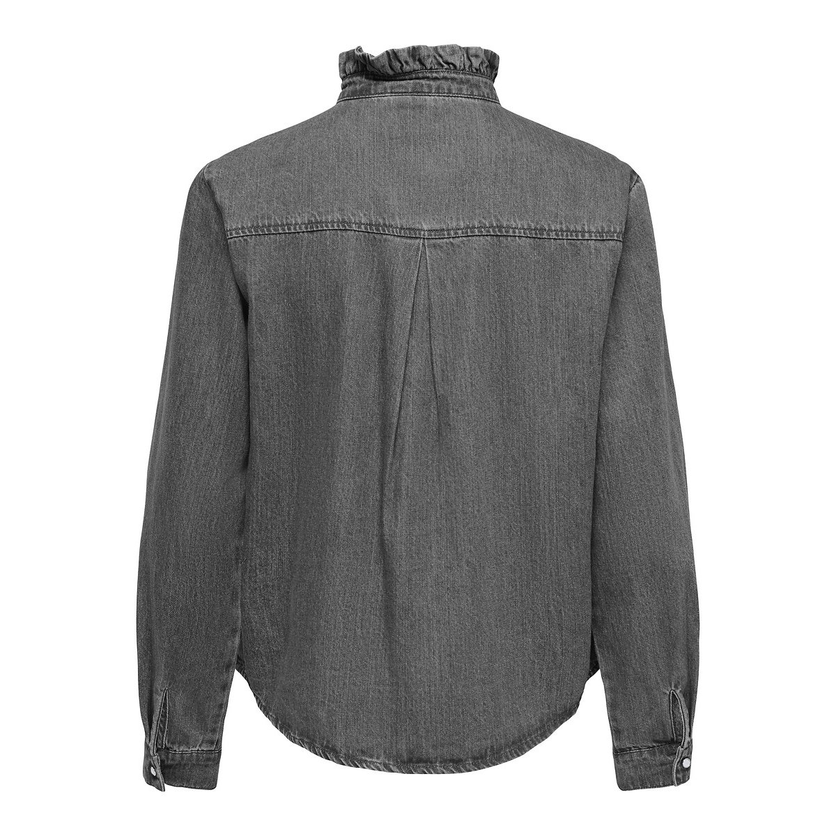 Chest Heart Denim Mandarin Collar Blouse grey, ONLY
