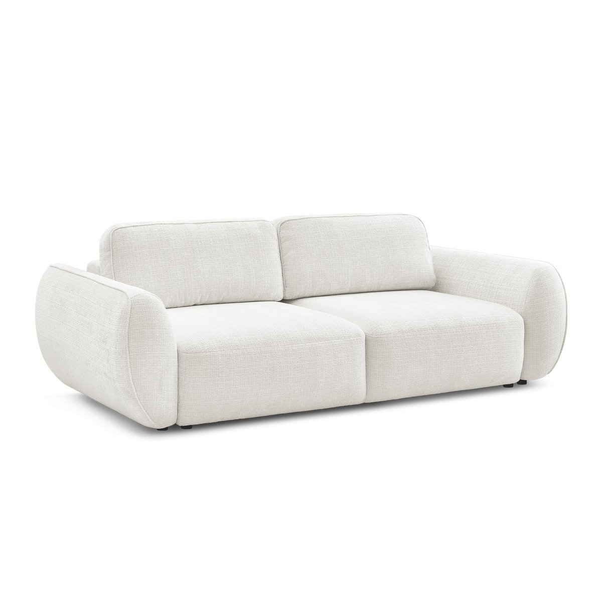 Canapé droit convertible 3 places en tissu texturé, DENISE blanc, BOBOCHIC