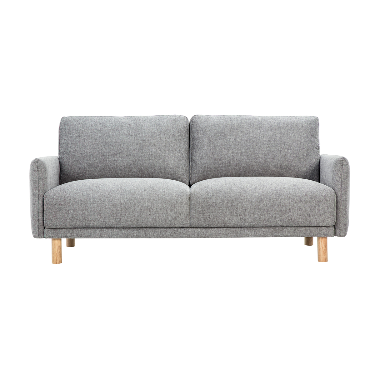 Canapé design 3 places en tissu effet velours texturé beige et bois clair BONO gris, MILIBOO