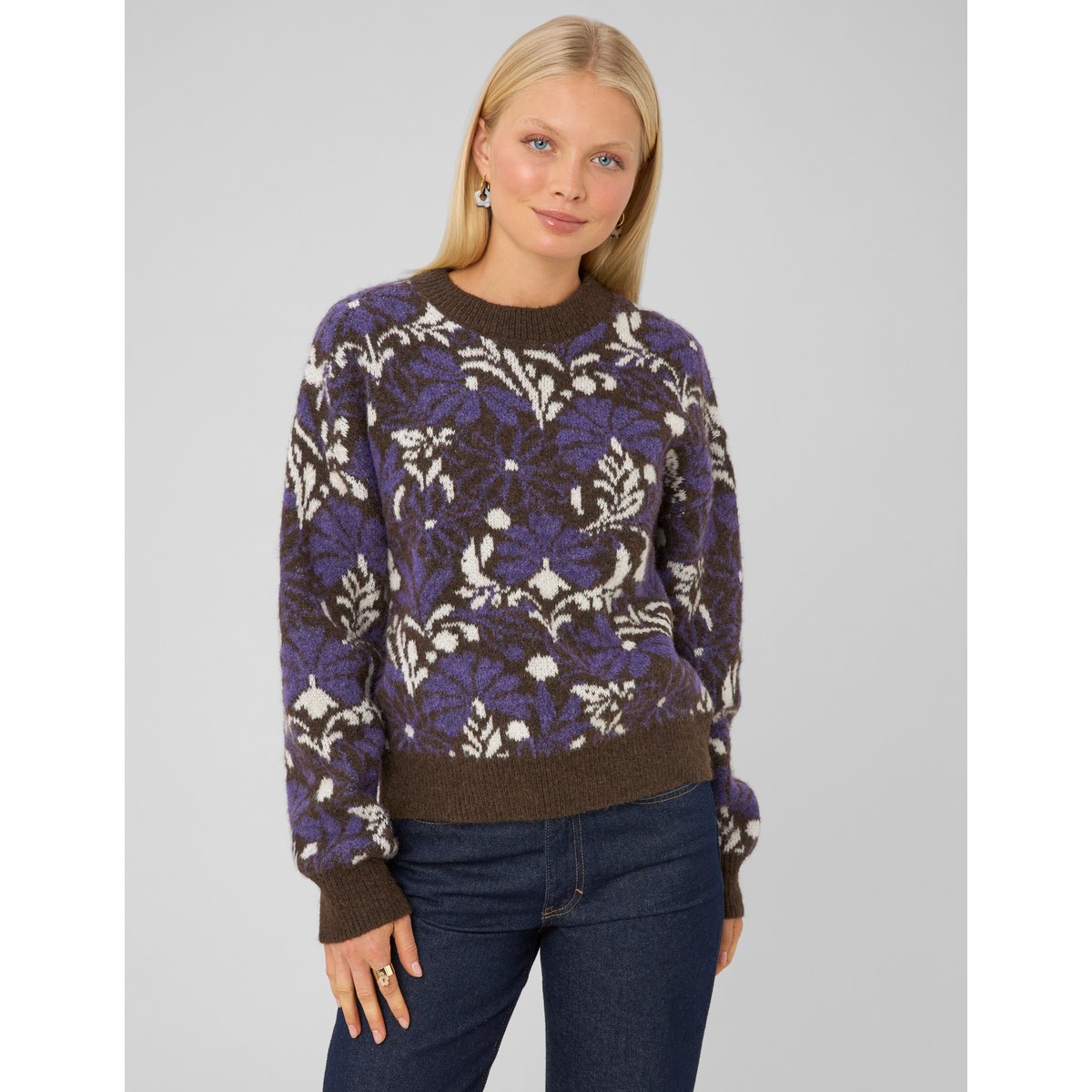 Pull jacquard floral violet, BZB