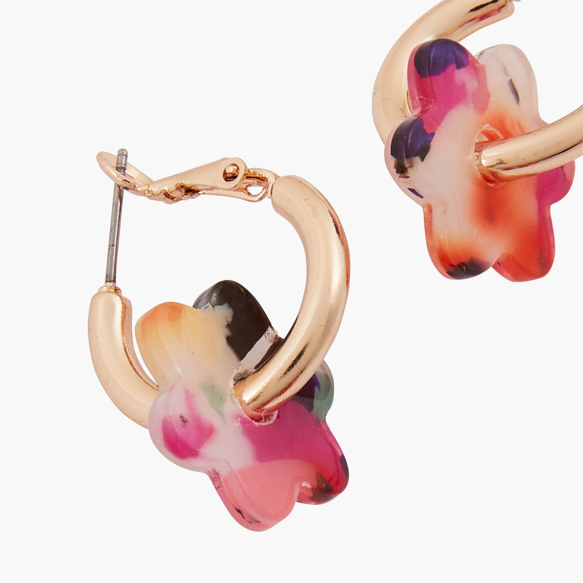 Petites créoles avec fleurs en résine - multicolore multicolore, BALABOOSTE