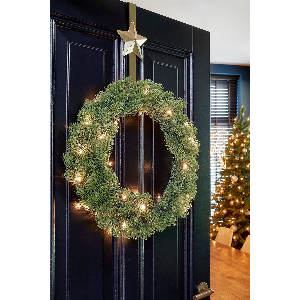 Couronne de Noël avec LED Ø60 cm NAGOYA vert, BLACK BOX TREES