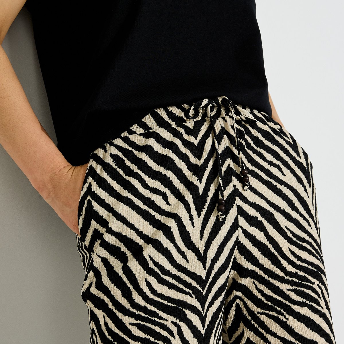 Pantalon fluide imprimé zébré noir, GRAIN DE MALICE