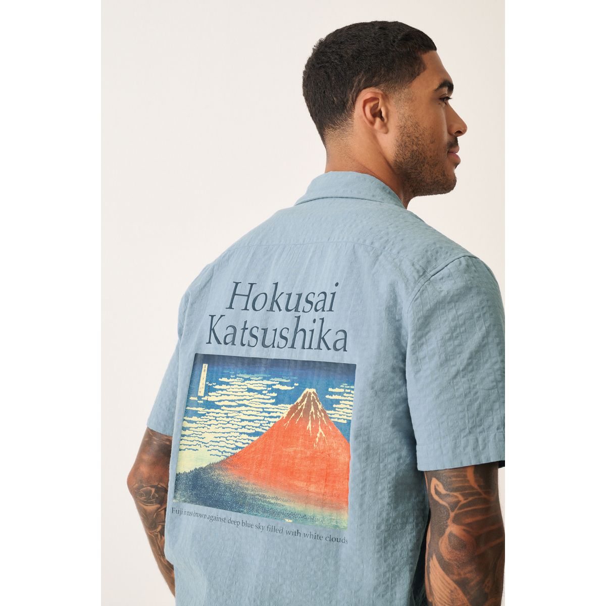 Chemise 100 % coton à manches courtes hokusai bleu, NEXT