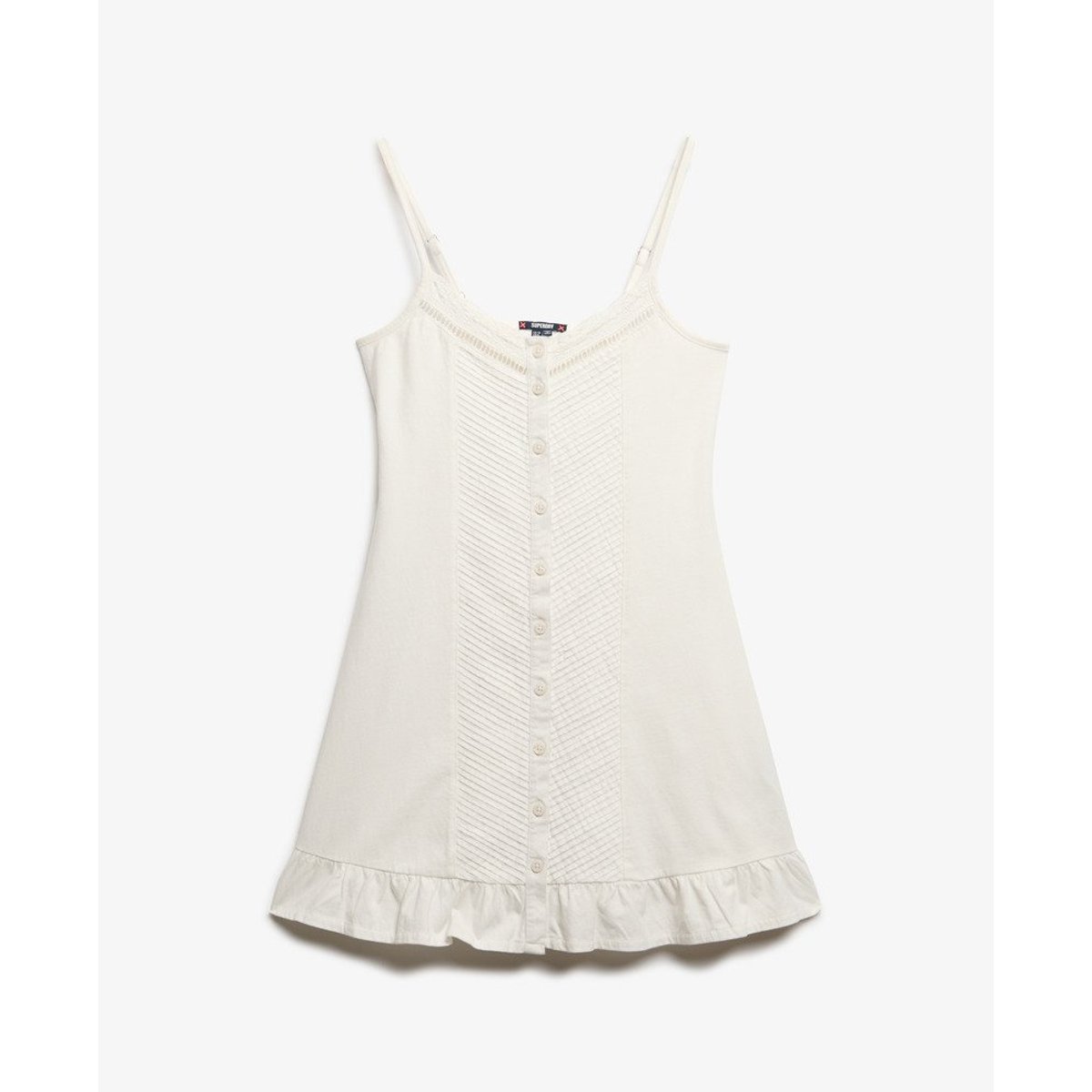 Robe caraco boutonnée à dentelle blanc cassé, SUPERDRY