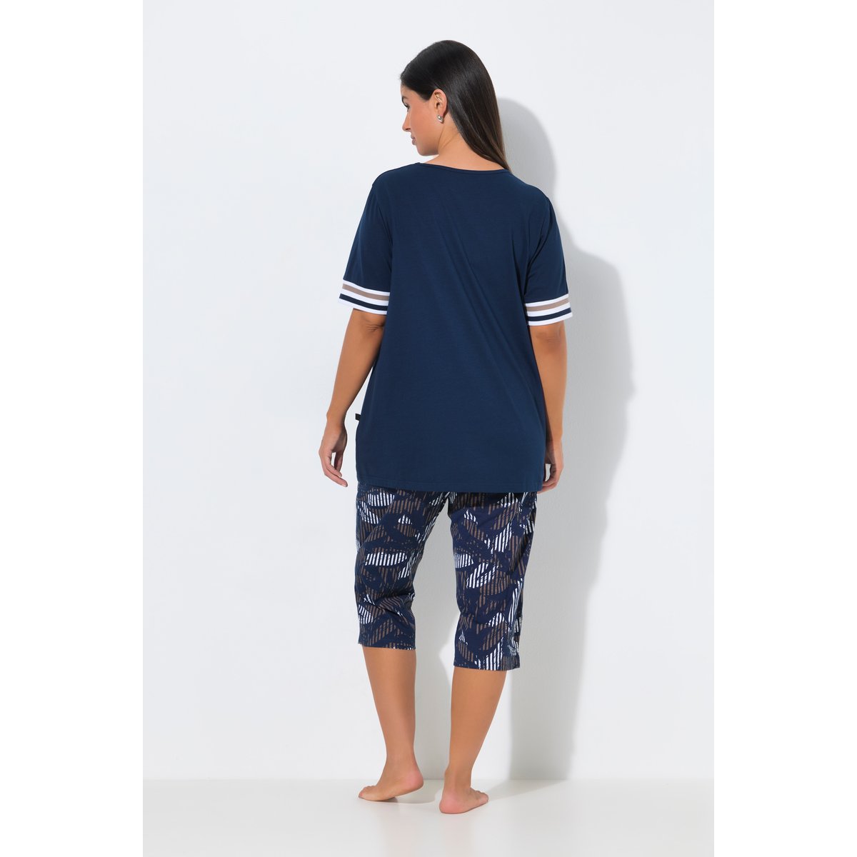 Pyjama, col rond, manches courtes bleu nuit, ULLA POPKEN