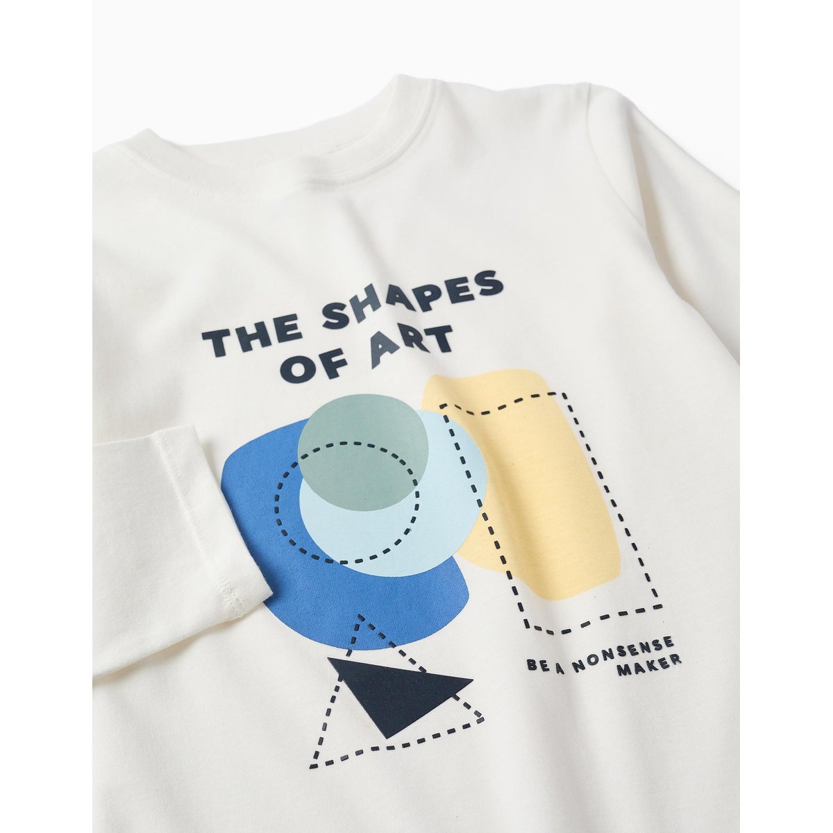 T-shirt en coton à manches longues avec imprimé Shapes blanc, ZIPPY