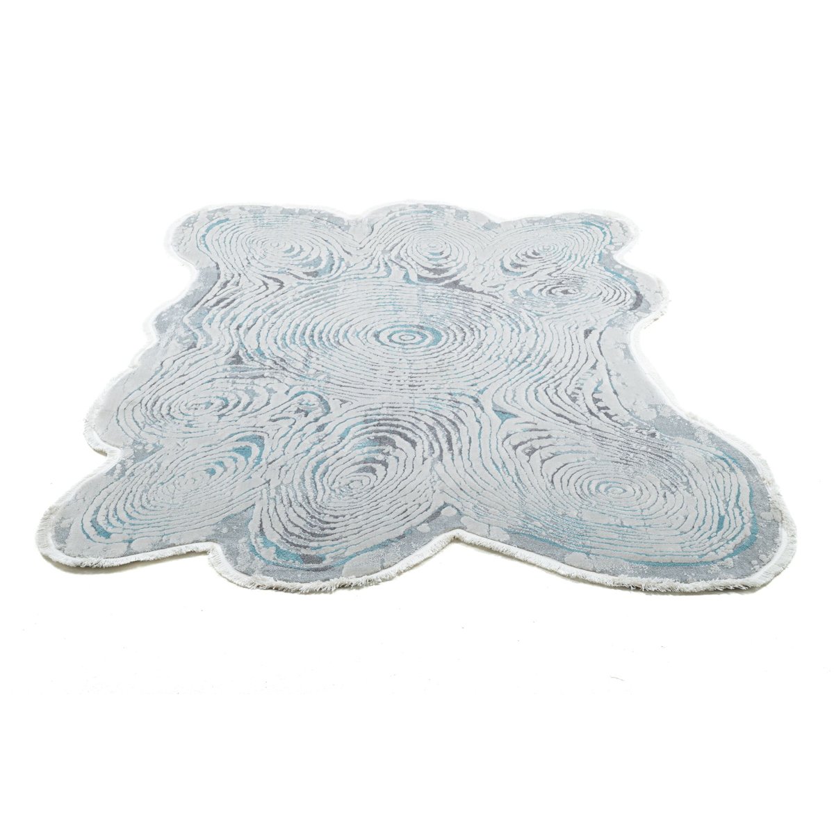 Tapis tissé à la machine en polyester bleu, THEKO