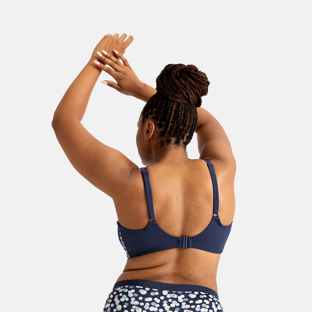 Haut de maillot de bain Mesola imprimé pois fond marine, DORINA