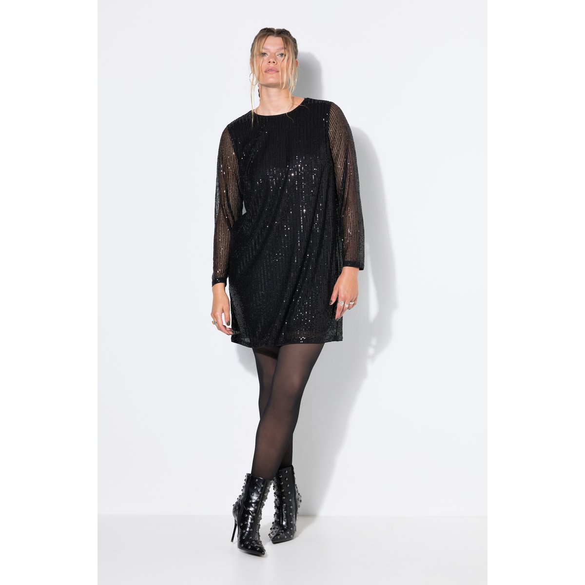 Robe mini avec paillettes et franges noir, STUDIO UNTOLD