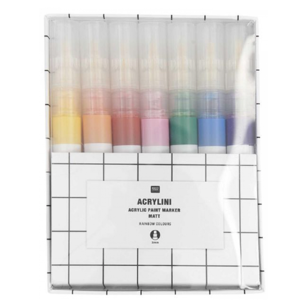 Ensemble de marqueurs Acrylini Rainbow Colors 7 couleurs couleur unique, RICO DESIGN