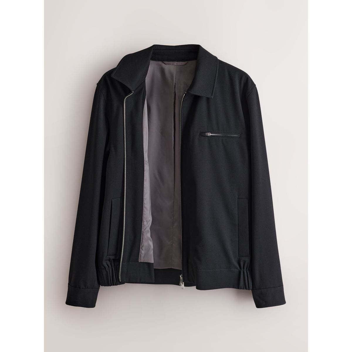 Veste-chemise zippée élégante en sergé noir, NEXT