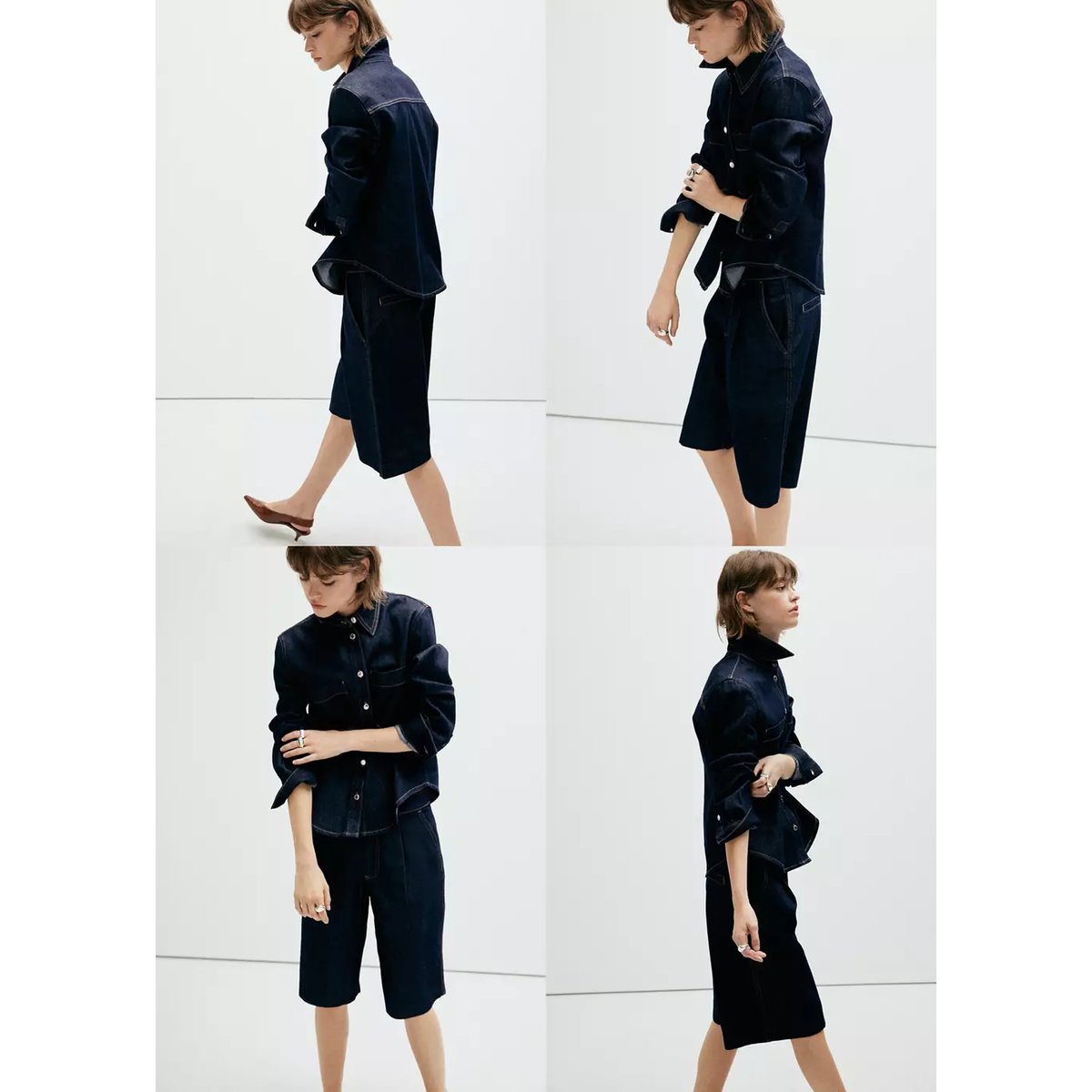 Bermuda straight fit pinces bleu, MANGO