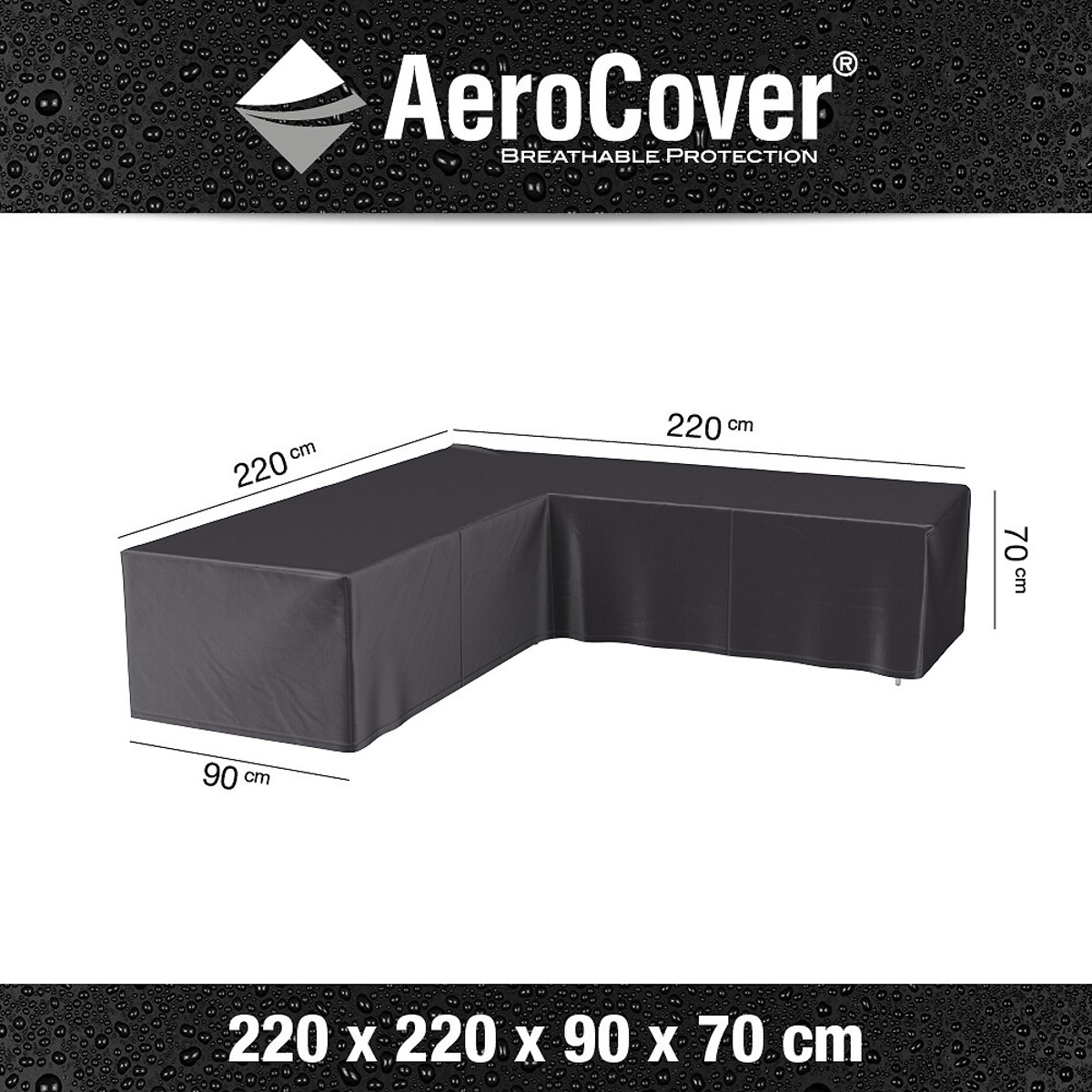 Garden L-Shape Lounge Set Cover 220x220cm grey, AEROCOVER