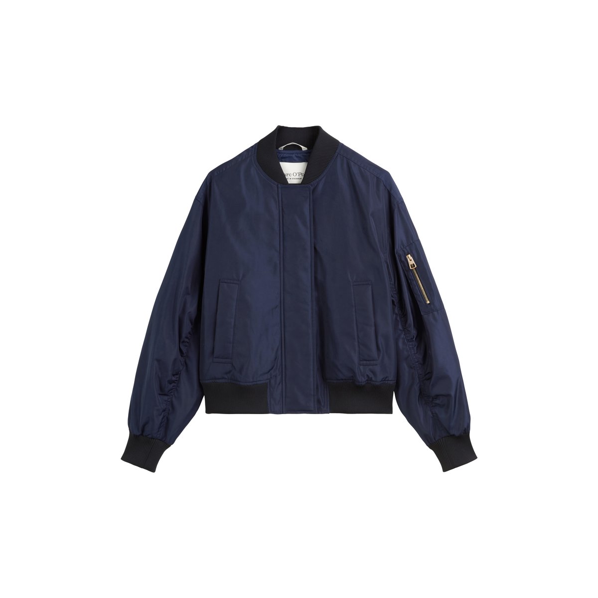 Blouson Aviator régulier en mini-canvas recyclé bleu foncé, MARC O'POLO