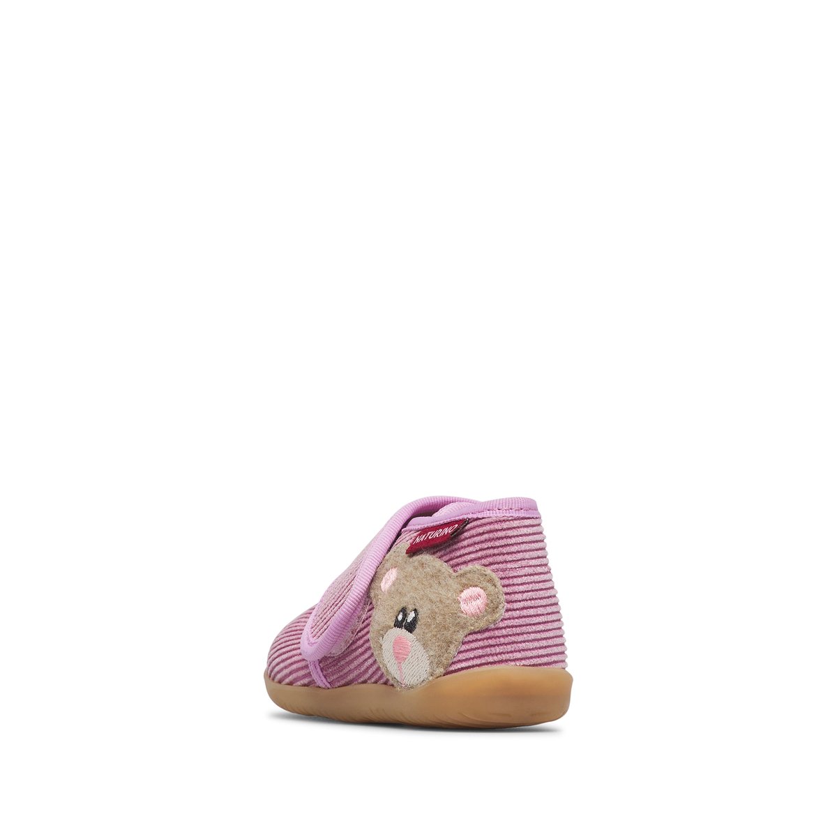 Chaussons en tissu avec patch ours CARILLON rose-beige, NATURINO