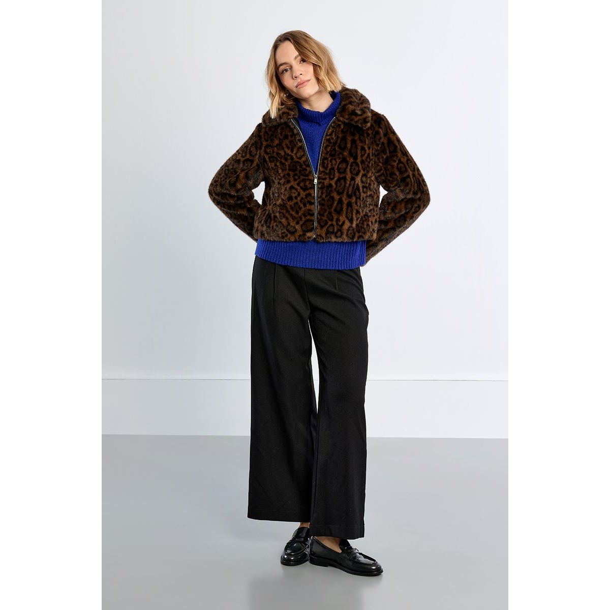 Veste imitation fourrure, léopard chocolate, LILI SIDONIO