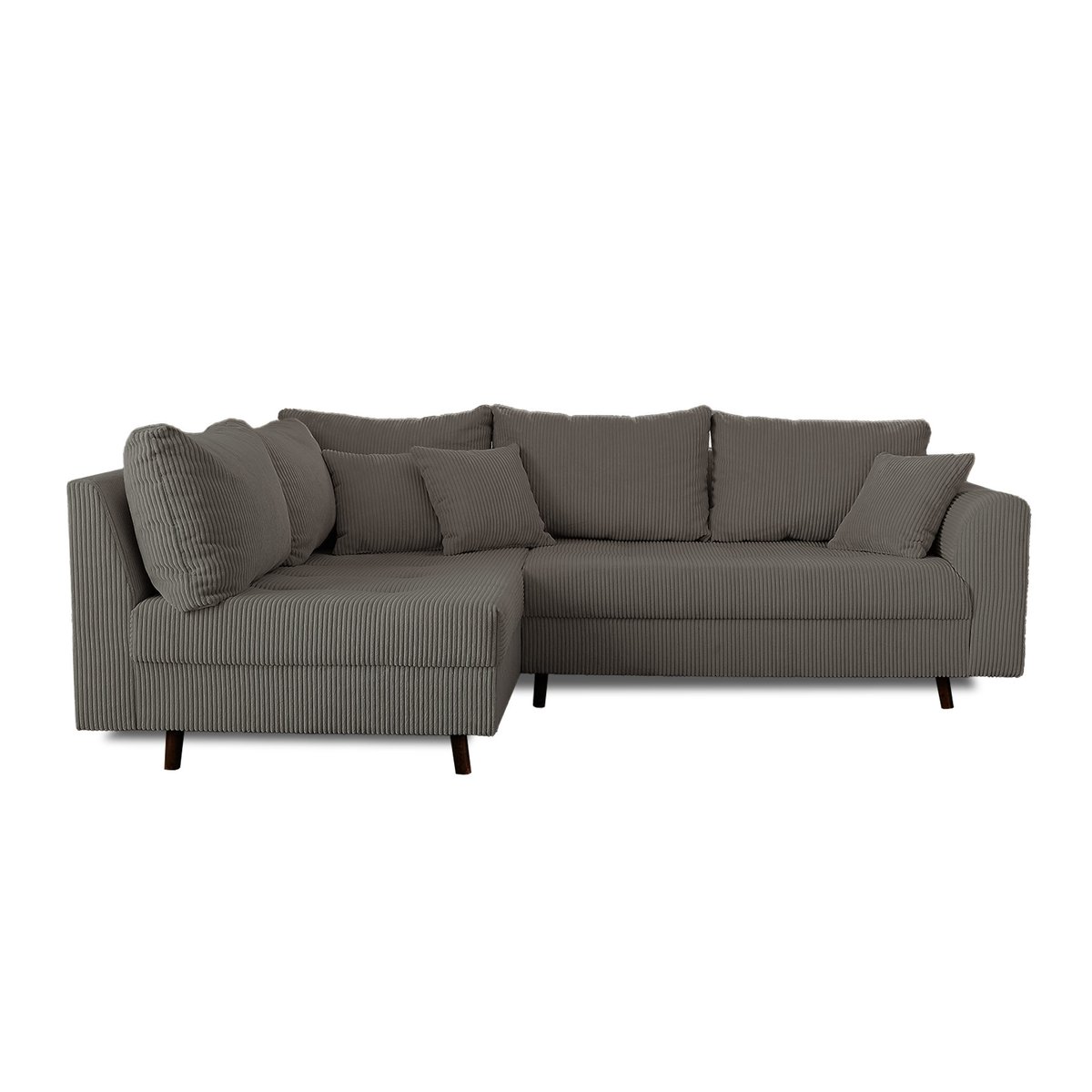Canapé d'Angle gauche 4 places + pouf places - RUNE gris foncé, BEST MOBILIER