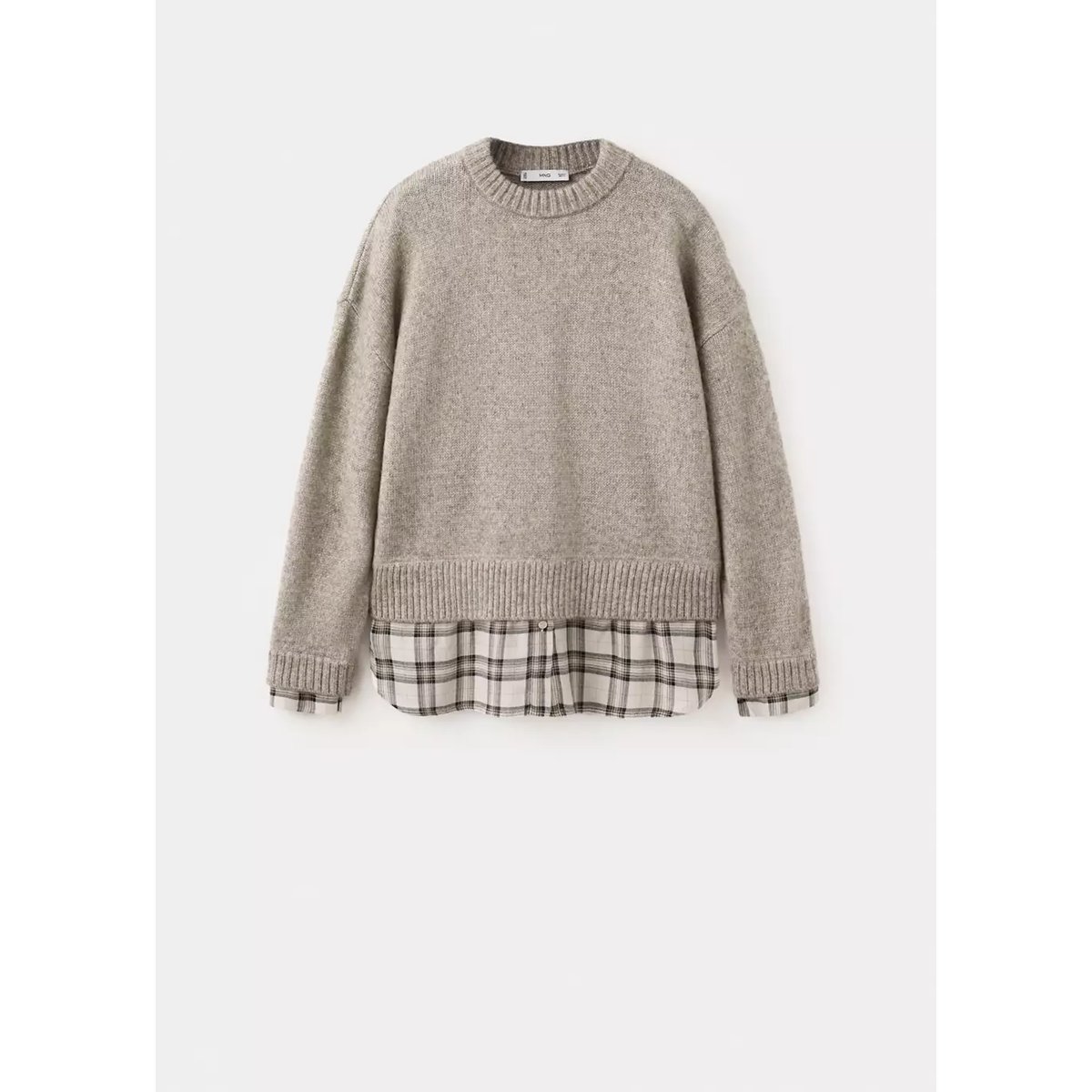 Pull-over chemise combiné marron moyen, MANGO