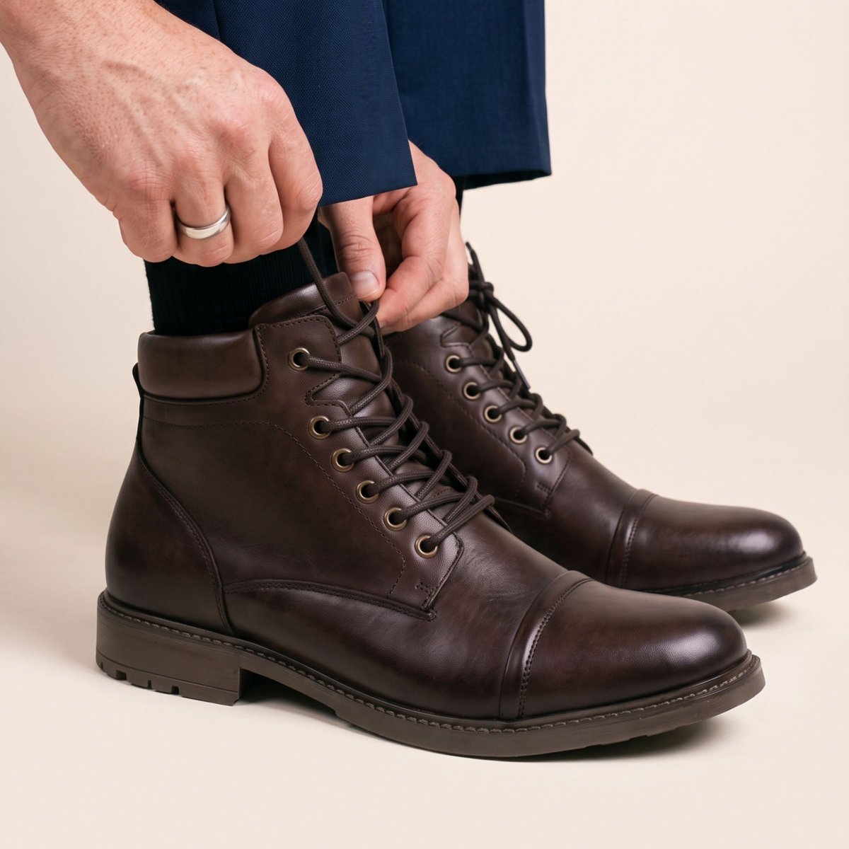 Boots rangers Elliot cuir marron, JULES & JENN