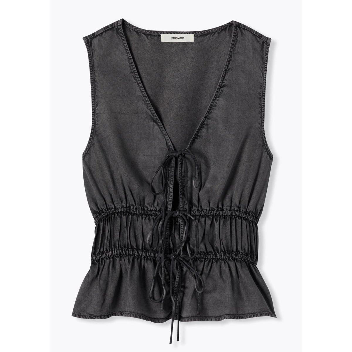 Top à nouettes en lyocell gris, PROMOD