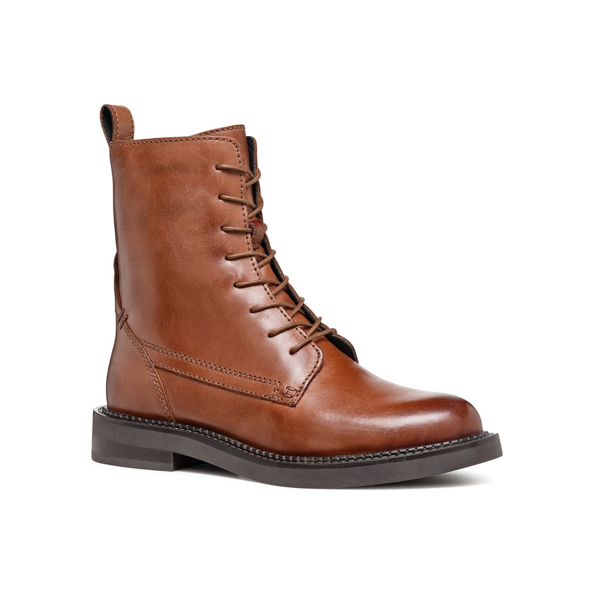 Bottines lacées en cuir, SERILDA marron clair, GEOX