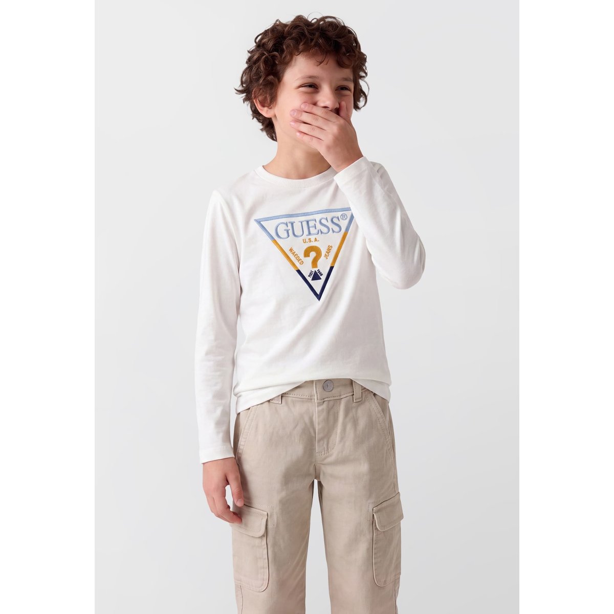 T-Shirt À Logo Brodé blanc, GUESS KIDS