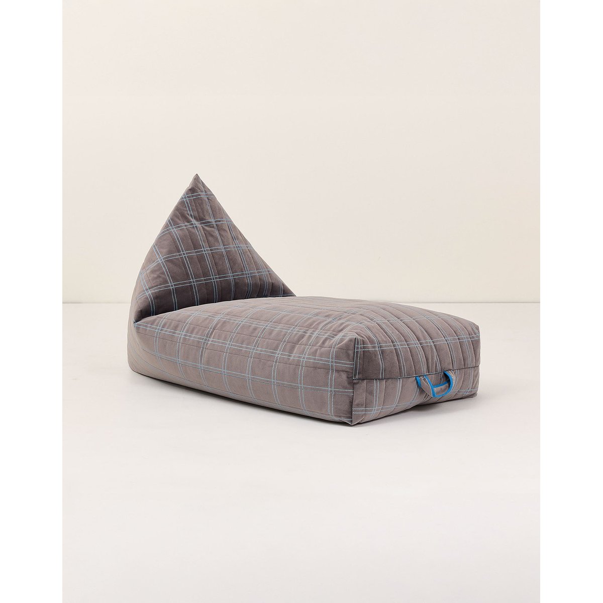 Pouf long - taille enfant - OASIS Eco-velours grey blue windowpane, NOBODINOZ