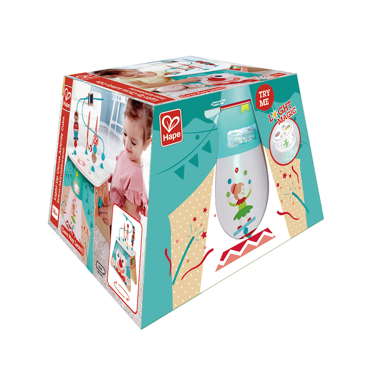 Cube d'activités cirque en bois multicolore, HAPE
