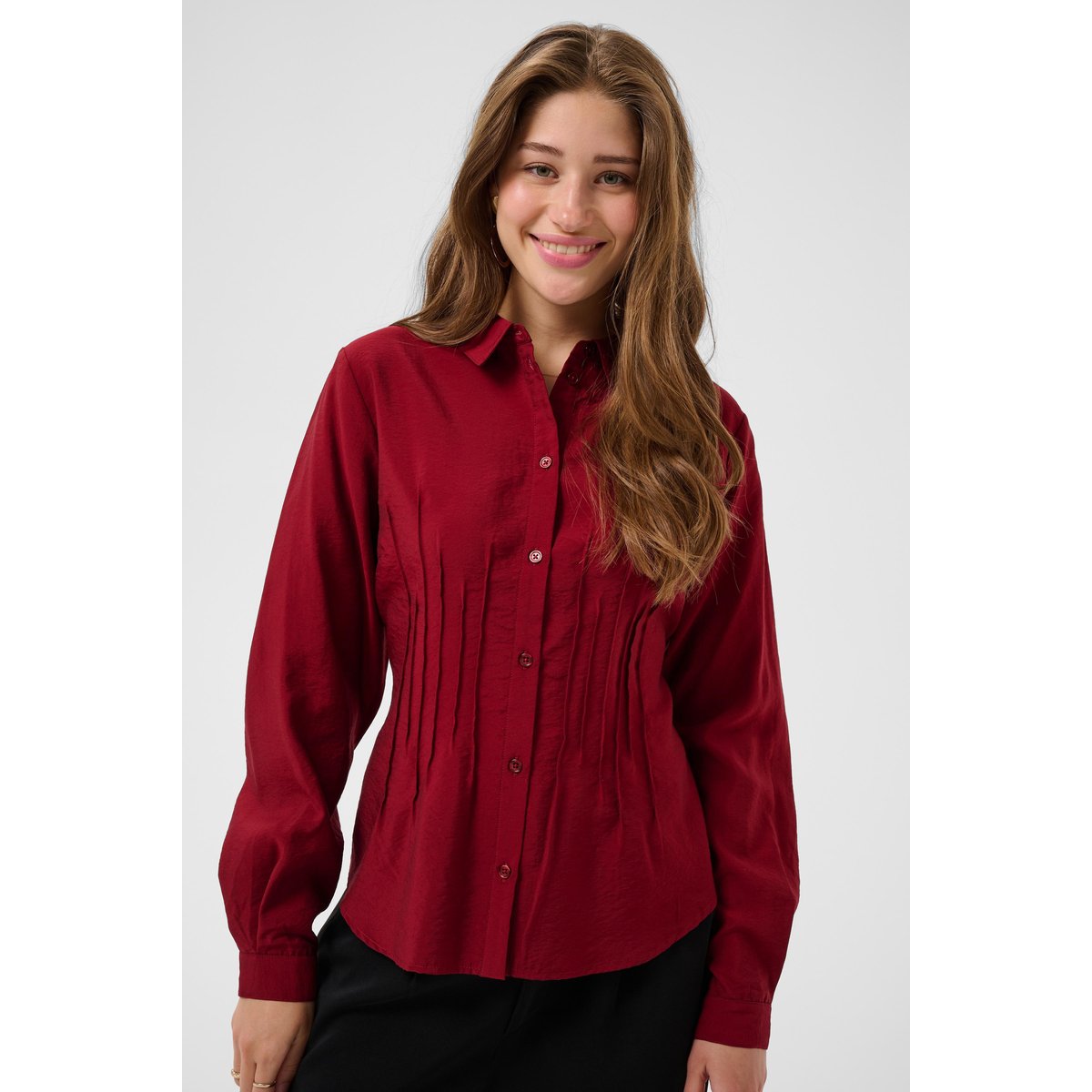 Chemise à manches longues rouge cabernet, CREAM