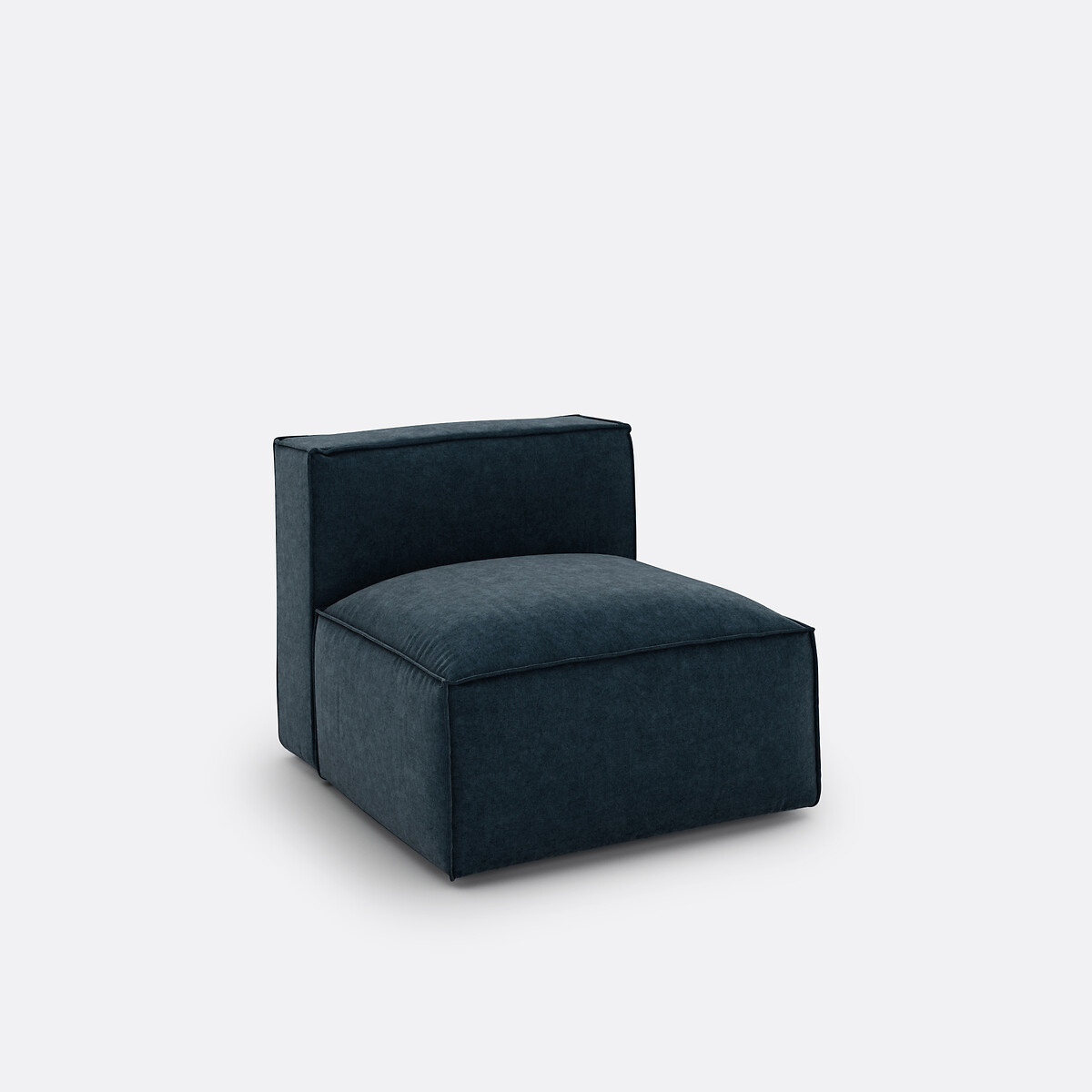 Elément chauffeuse pour canapé modulable, en velours texturé, SEVEN bleu de prusse, LA REDOUTE INTERIEURS