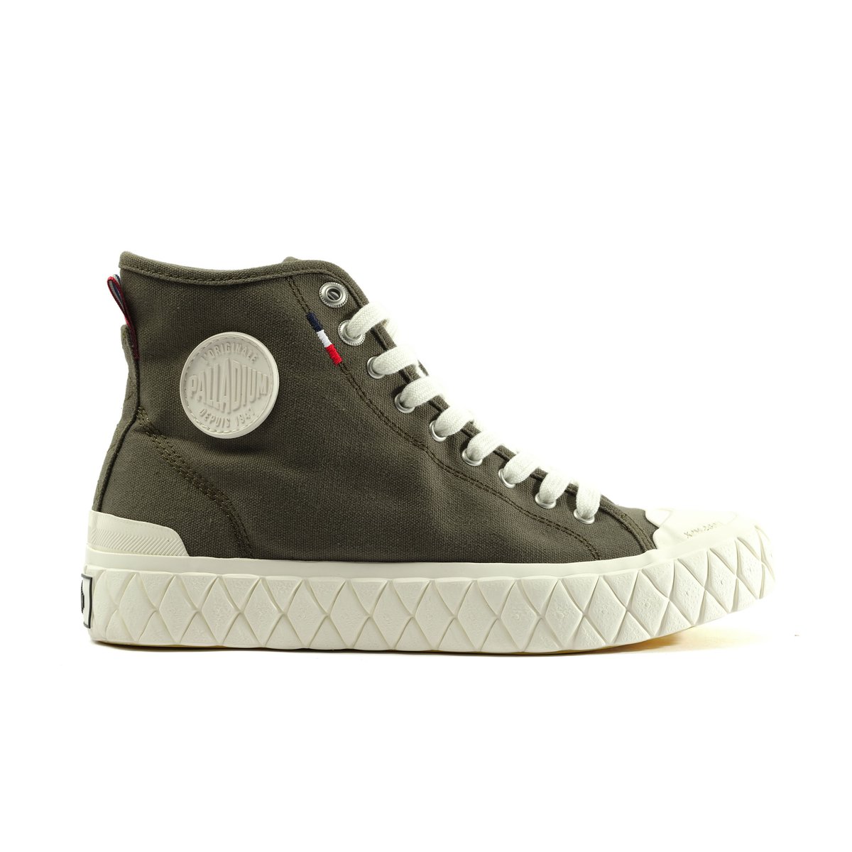 Baskets montantes en toile PALLA ACE CVS MID olive night, PALLADIUM