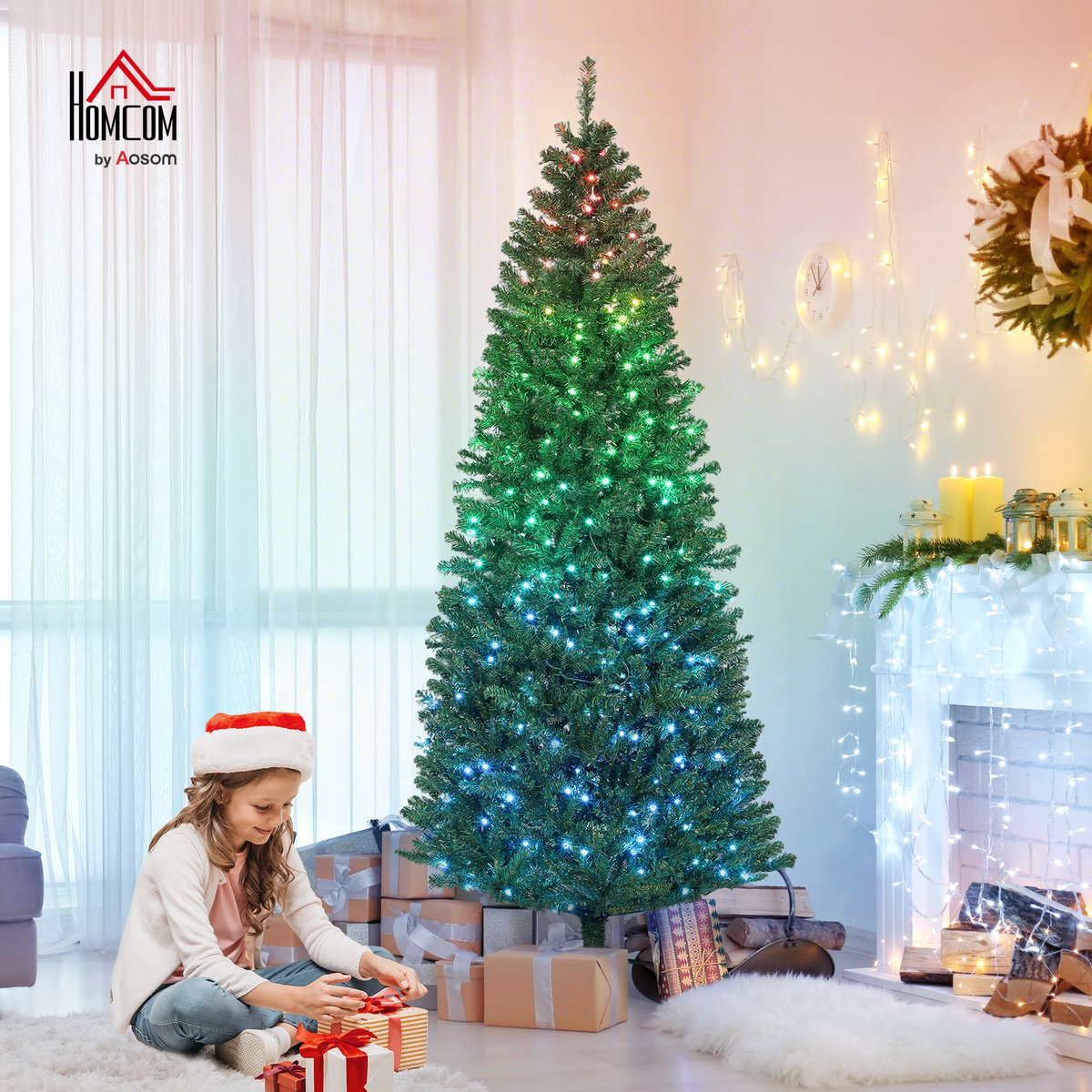 Sapin de Noël Plastique Vert vert, HOMCOM