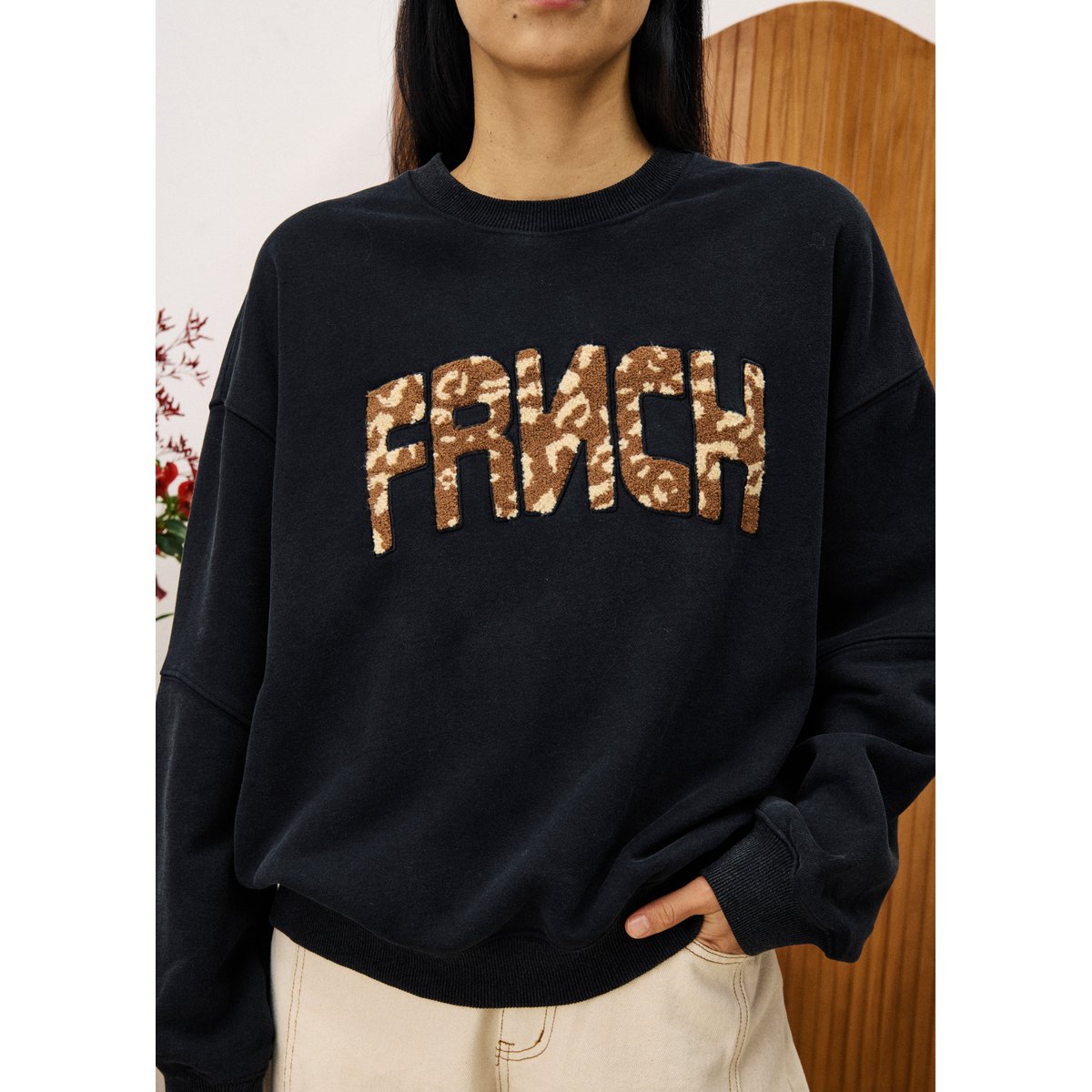 Sweatshirt  en coton TILLEUL anthracite, FRNCH