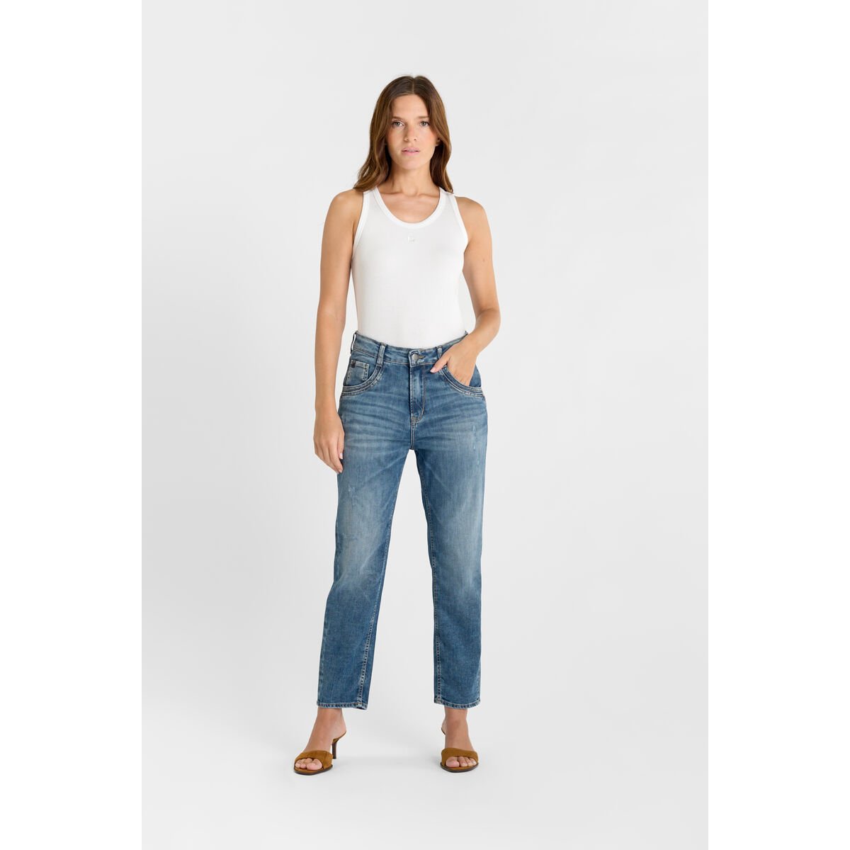 Jeans loose, large 400/60 girlfriend , longueur 34 blue, LE TEMPS DES CERISES