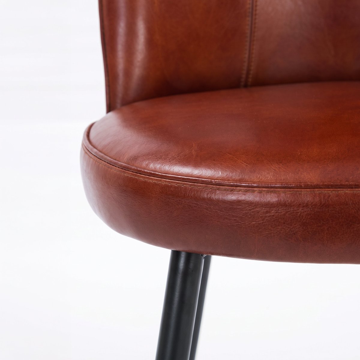 Lot de 2 chaises en cuir de buffle - CÉLESTIN marron rouge, MAISON PAVANE