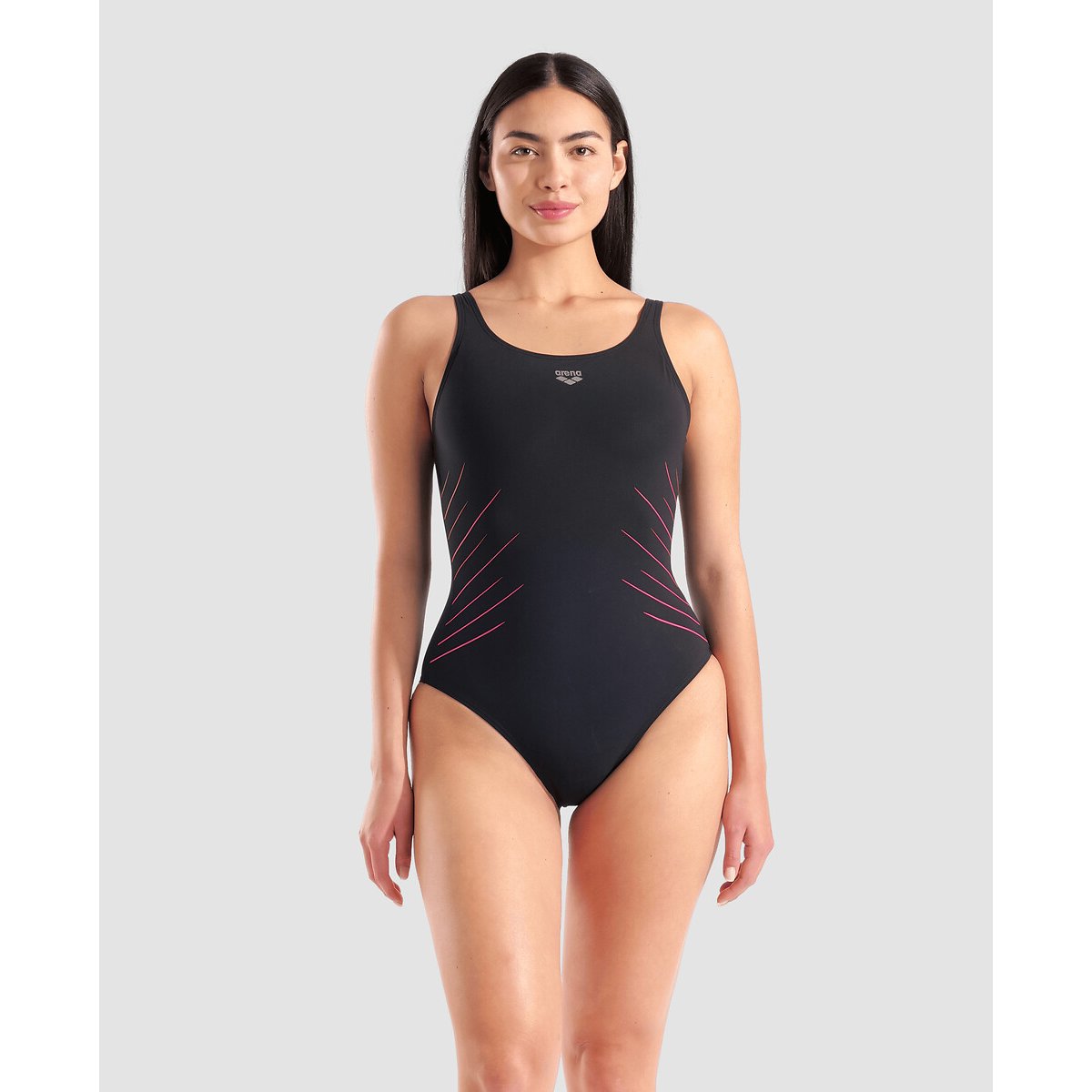 Maillot de bain 1 pièce ISA noir/rose, ARENA