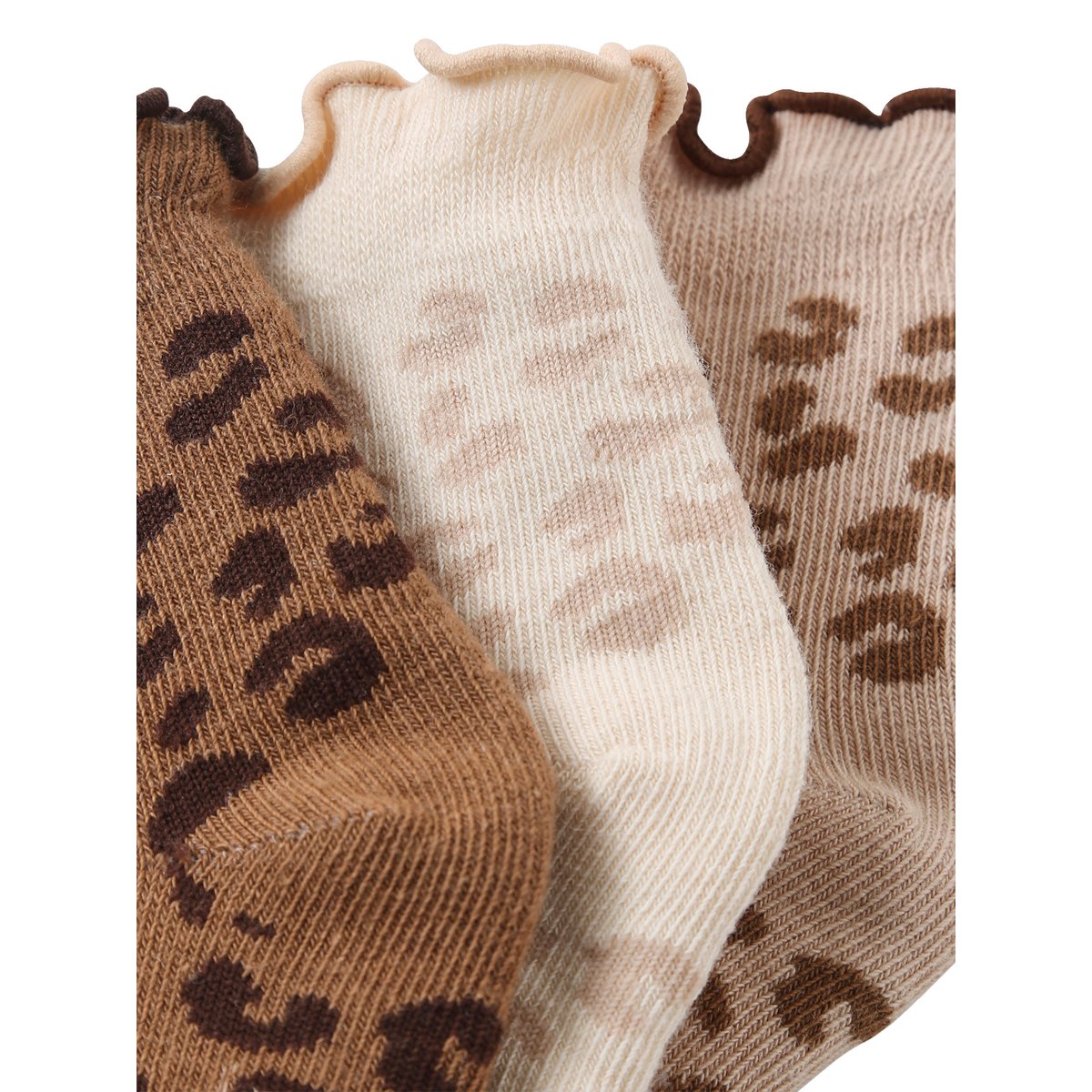 Lot de 3 paires de chaussettes motifs léopard lot beige, VERTBAUDET