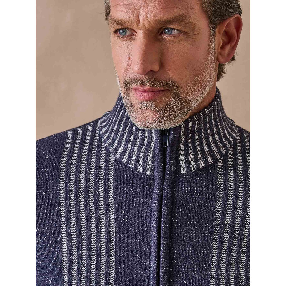 Gilet col montant zippé bleu chiné, DAXON