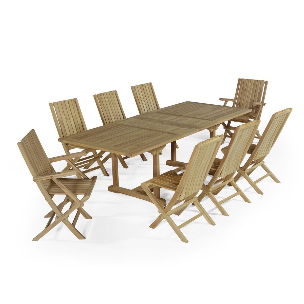 Salon de jardin en teck massif Pampelone, 8 places naturel, TECK ATTITUDE