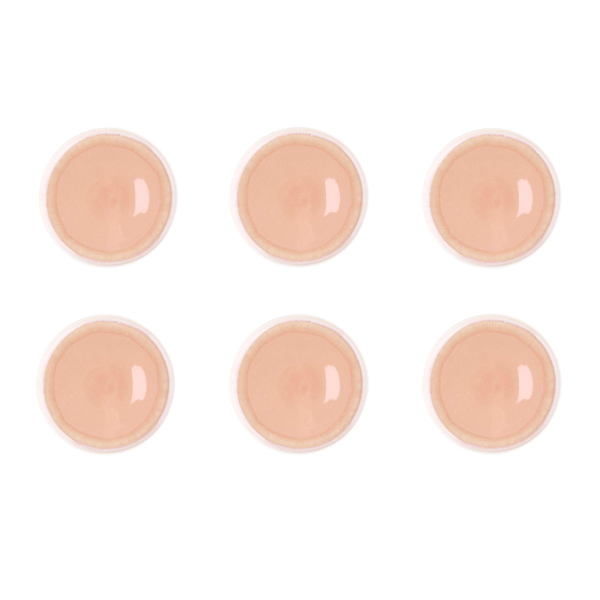 Lot de 6 assiettes à dessert en grès, OXYGEN dégradé rose poudre et beige, BJORN