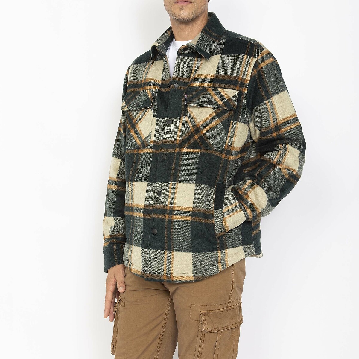 Cary thick jacket with sherpa lining checked, SCHOTT