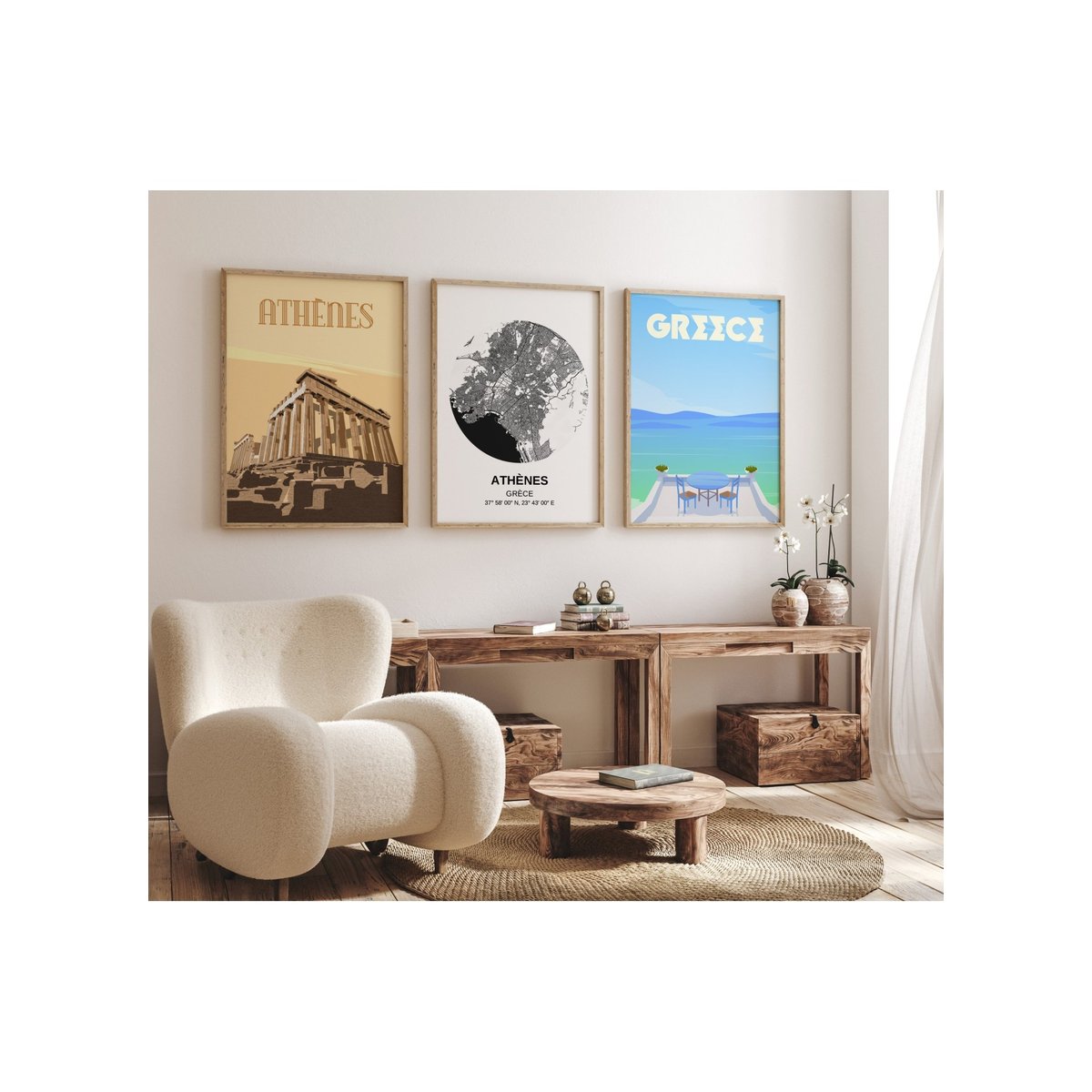 Affiche ville Athènes blanc, L'AFFICHERIE